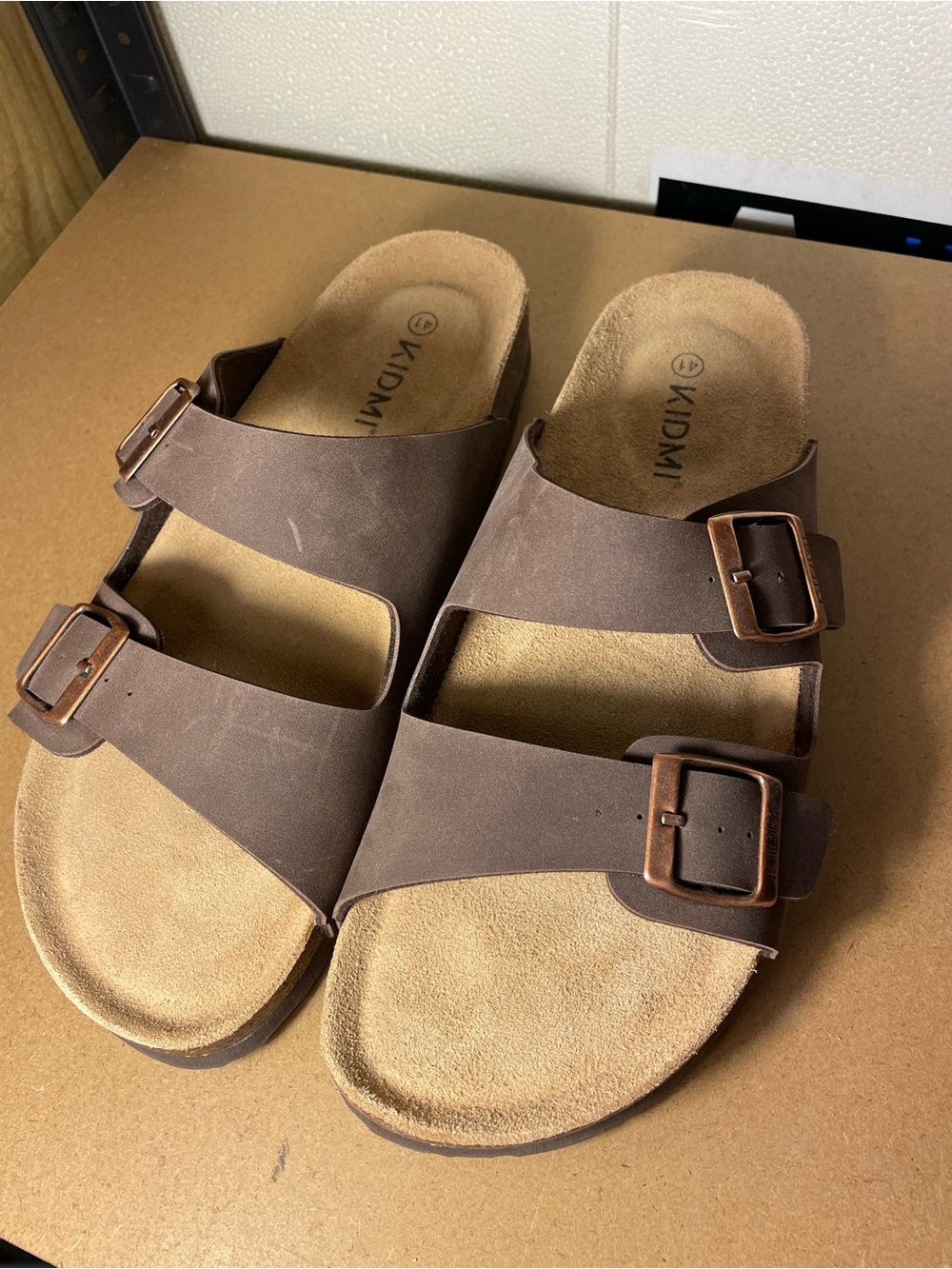 KIDMI Double Buckle Brown Slide Sandals